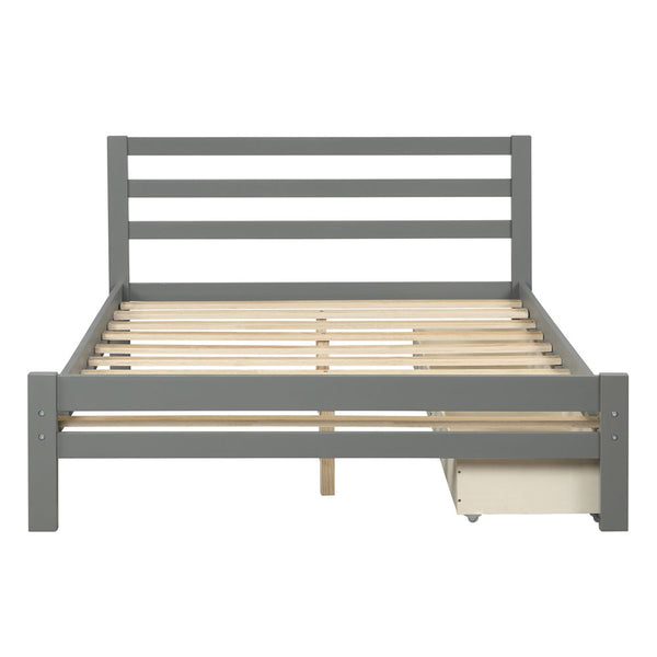 Homeroots Gray Wood Full Bed Frame  Manufactured Wood + Solid Wood 473953