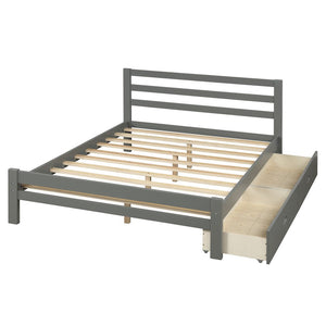 Homeroots Gray Wood Full Bed Frame  Manufactured Wood + Solid Wood 473953