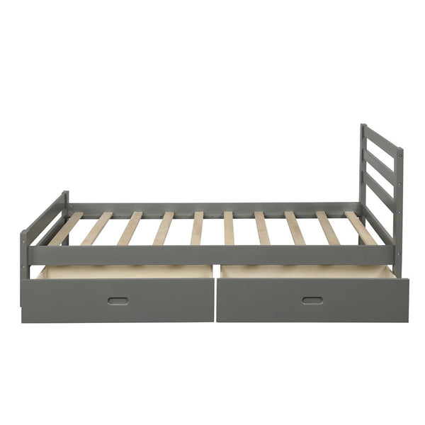 Homeroots Gray Wood Full Bed Frame  Manufactured Wood + Solid Wood 473953