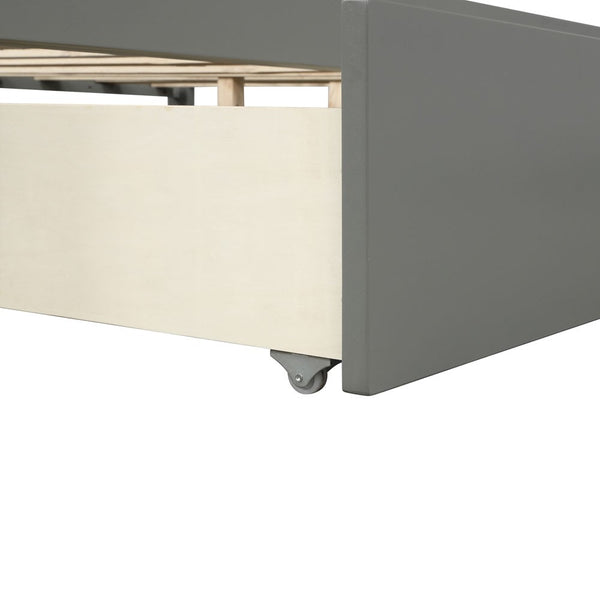 Homeroots Gray Wood Full Bed Frame  Manufactured Wood + Solid Wood 473953