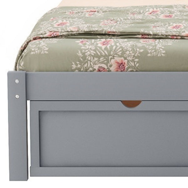 Homeroots Gray Ribbed Texture Wood Full Bed Frame With Spacious Under-bed Drawers For Stylish Storage Solutions  Manufactured Wood + Solid Wood 473954