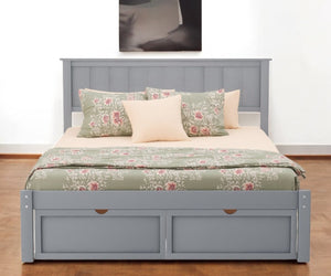 Homeroots Gray Ribbed Texture Wood Full Bed Frame With Spacious Under-bed Drawers For Stylish Storage Solutions  Manufactured Wood + Solid Wood 473954