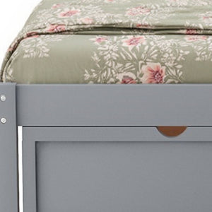 Homeroots Gray Ribbed Texture Wood Full Bed Frame With Spacious Under-bed Drawers For Stylish Storage Solutions  Manufactured Wood + Solid Wood 473954