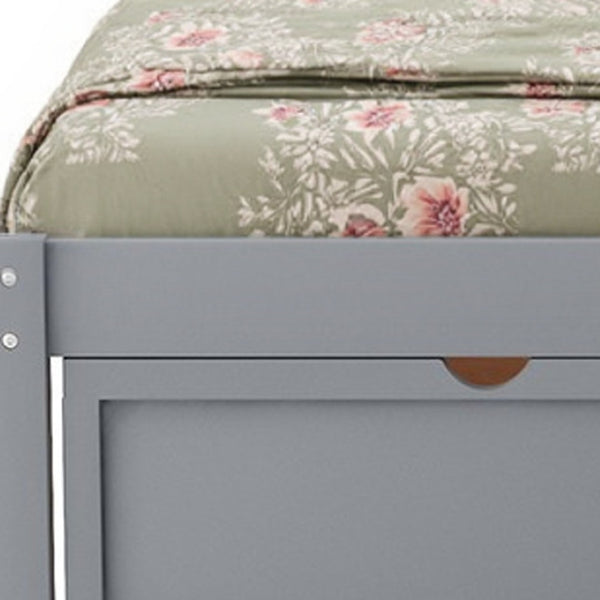 Homeroots Gray Ribbed Texture Wood Full Bed Frame With Spacious Under-bed Drawers For Stylish Storage Solutions  Manufactured Wood + Solid Wood 473954