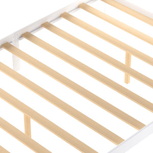 Homeroots White Wood Full Bed Frame  Manufactured Wood + Solid Wood 473955