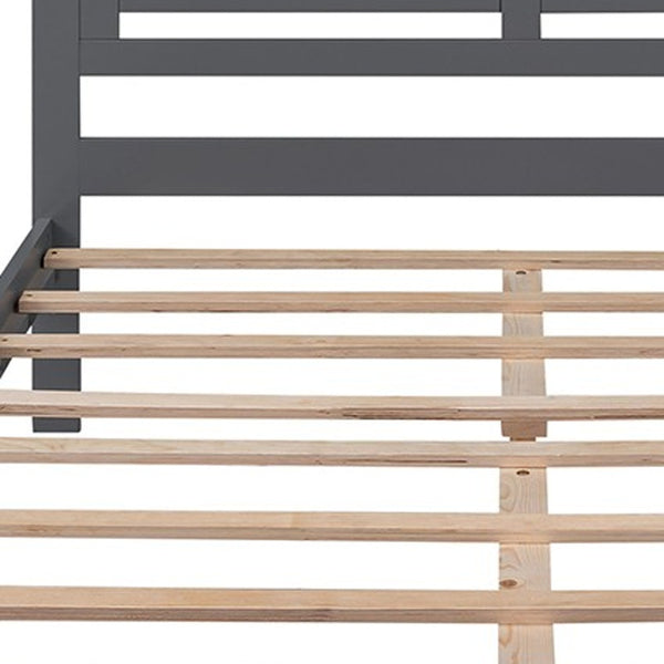 Homeroots Gray Wood Full Bed Frame  Manufactured Wood + Solid Wood 473957