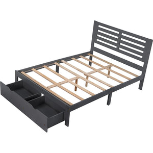 Homeroots Gray Wood Full Bed Frame  Manufactured Wood + Solid Wood 473957