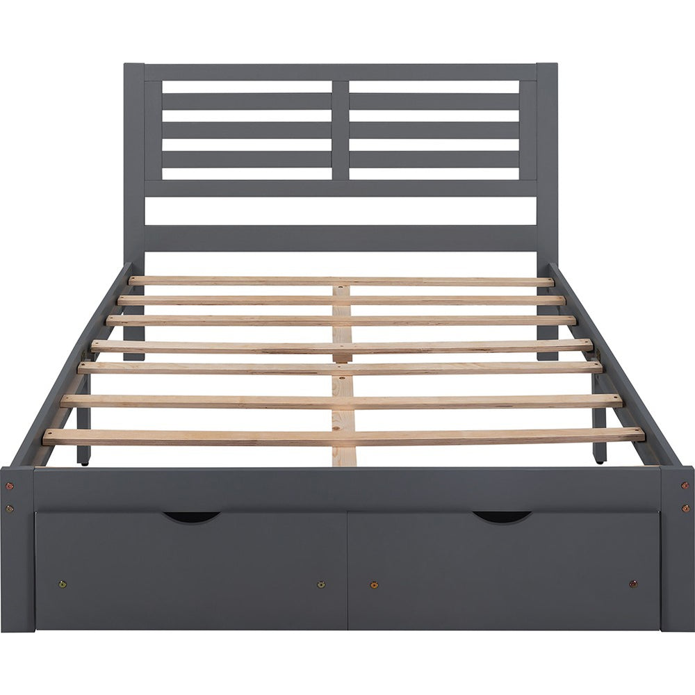 Homeroots Gray Wood Full Bed Frame  Manufactured Wood + Solid Wood 473957