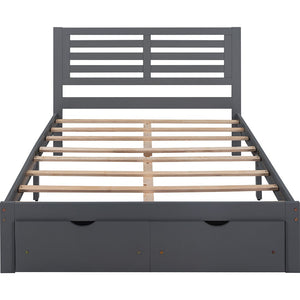 Homeroots Gray Wood Full Bed Frame  Manufactured Wood + Solid Wood 473957