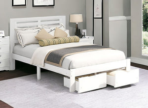 Homeroots White Wood Full Bed Frame  Manufactured Wood + Solid Wood 473958