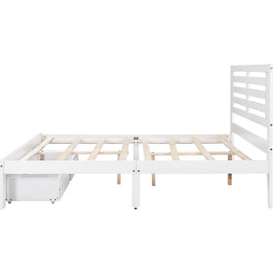 Homeroots White Wood Full Bed Frame  Manufactured Wood + Solid Wood 473958