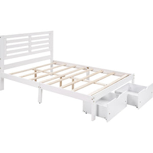Homeroots White Wood Full Bed Frame  Manufactured Wood + Solid Wood 473958