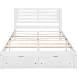 Homeroots White Wood Full Bed Frame  Manufactured Wood + Solid Wood 473958