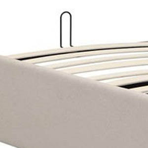 Homeroots Beige Wood And Linen Blend Full Adjustable Bed Frame  Manufactured Wood + Solid Wood 473963