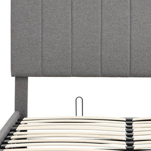 Homeroots Gray Wood And Linen Blend Full Adjustable Bed Frame  Manufactured Wood + Solid Wood 473964