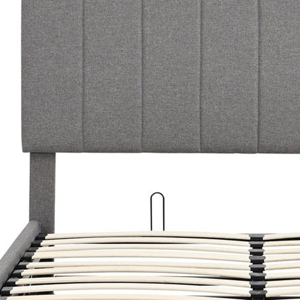 Homeroots Gray Wood And Linen Blend Full Adjustable Bed Frame  Manufactured Wood + Solid Wood 473964