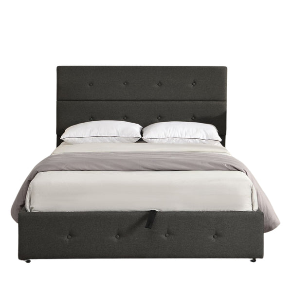 Homeroots Gray Iron And Tufted Linen Blend Full Adjustable Bed Frame  Iron 473968