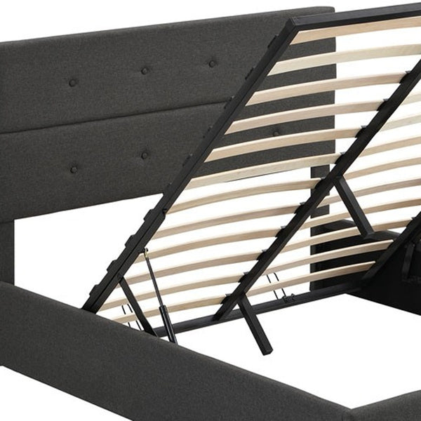 Homeroots Gray Iron And Tufted Linen Blend Full Adjustable Bed Frame  Iron 473968