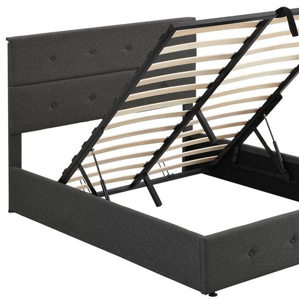 Homeroots Gray Iron And Tufted Linen Blend Full Adjustable Bed Frame  Iron 473968