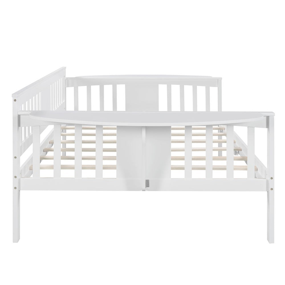 Homeroots White Wood Full Bed Frame  Manufactured Wood + Solid Wood 473973