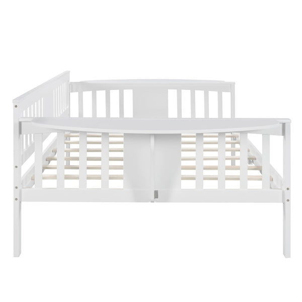 Homeroots White Wood Full Bed Frame  Manufactured Wood + Solid Wood 473973