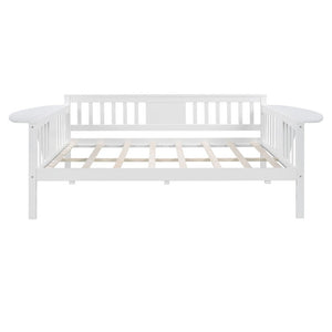 Homeroots White Wood Full Bed Frame  Manufactured Wood + Solid Wood 473973