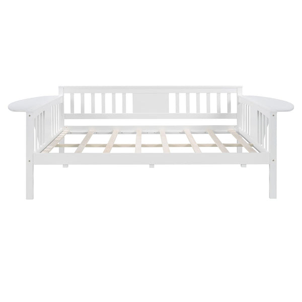 Homeroots White Wood Full Bed Frame  Manufactured Wood + Solid Wood 473973
