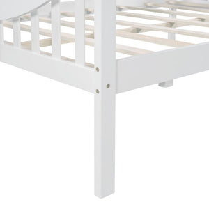 Homeroots White Wood Full Bed Frame  Manufactured Wood + Solid Wood 473973