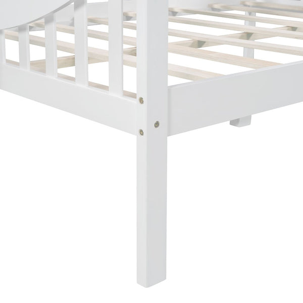 Homeroots White Wood Full Bed Frame  Manufactured Wood + Solid Wood 473973