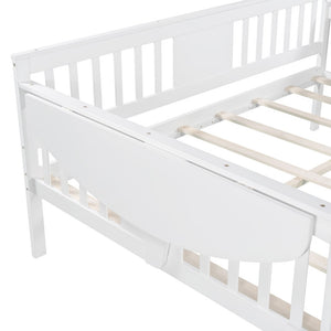 Homeroots White Wood Full Bed Frame  Manufactured Wood + Solid Wood 473973
