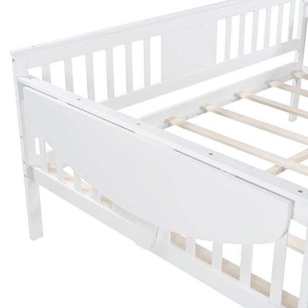 Homeroots White Wood Full Bed Frame  Manufactured Wood + Solid Wood 473973