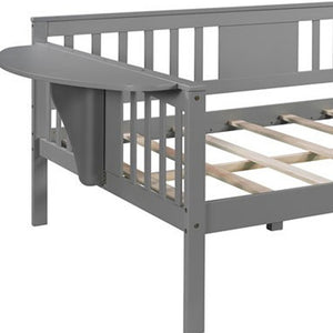 Homeroots Gray Wood Full Bed Frame  Manufactured Wood + Solid Wood 473974