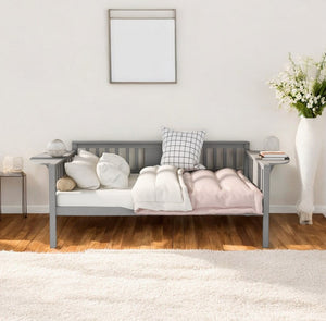 Homeroots Gray Wood Full Bed Frame  Manufactured Wood + Solid Wood 473974