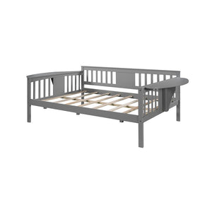 Homeroots Gray Wood Full Bed Frame  Manufactured Wood + Solid Wood 473974