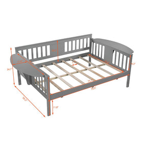 Homeroots Gray Wood Full Bed Frame  Manufactured Wood + Solid Wood 473974