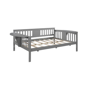 Homeroots Gray Wood Full Bed Frame  Manufactured Wood + Solid Wood 473974