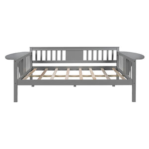 Homeroots Gray Wood Full Bed Frame  Manufactured Wood + Solid Wood 473974