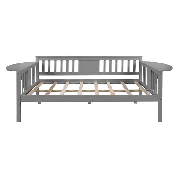 Homeroots Gray Wood Full Bed Frame  Manufactured Wood + Solid Wood 473974