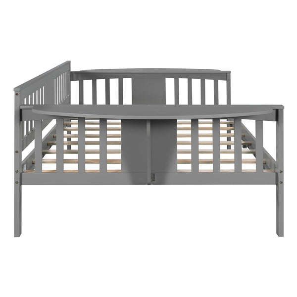 Homeroots Gray Wood Full Bed Frame  Manufactured Wood + Solid Wood 473974