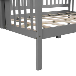 Homeroots Gray Wood Full Bed Frame  Manufactured Wood + Solid Wood 473974