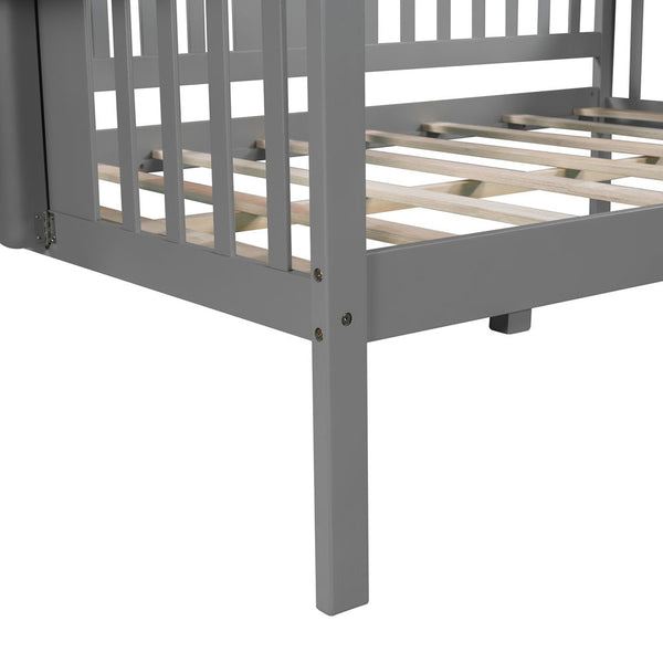 Homeroots Gray Wood Full Bed Frame  Manufactured Wood + Solid Wood 473974