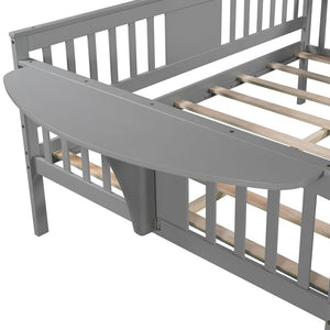 Homeroots Gray Wood Full Bed Frame  Manufactured Wood + Solid Wood 473974
