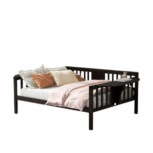 Homeroots Espresso Wood Full Bed Frame  Manufactured Wood + Solid Wood 473975