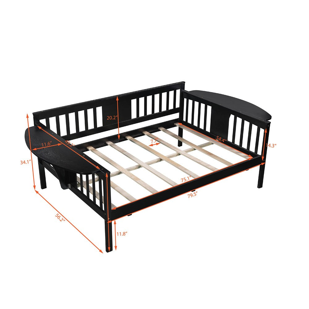 Homeroots Espresso Wood Full Bed Frame  Manufactured Wood + Solid Wood 473975