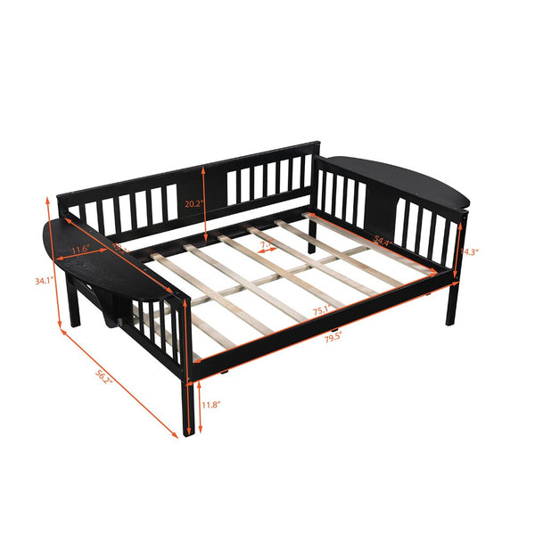 Homeroots Espresso Wood Full Bed Frame  Manufactured Wood + Solid Wood 473975