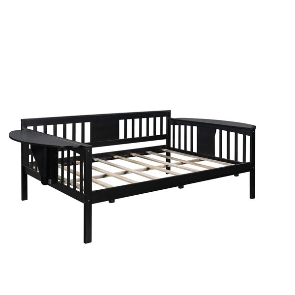 Homeroots Espresso Wood Full Bed Frame  Manufactured Wood + Solid Wood 473975