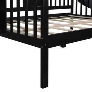 Homeroots Espresso Wood Full Bed Frame  Manufactured Wood + Solid Wood 473975