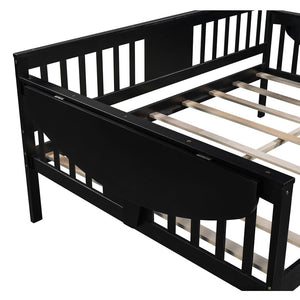 Homeroots Espresso Wood Full Bed Frame  Manufactured Wood + Solid Wood 473975