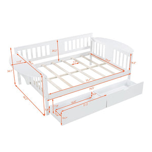 Homeroots White Wood Full Bed Frame  Manufactured Wood + Solid Wood 473976