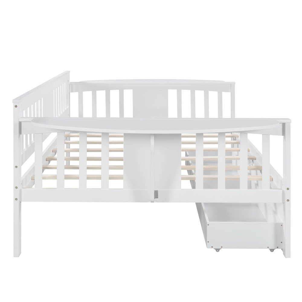 Homeroots White Wood Full Bed Frame  Manufactured Wood + Solid Wood 473976